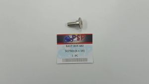 Baut Box Aki Supra 6x18 (Harga Per 1 PCS) - Baud Kempol Payung Polos Accu M6 Drat 6mm Panjang 18mm