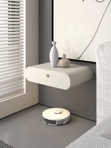 Suspended Bedside Table Modern Minimalist Solid Wood Italian Normcore Wall Hanging Internet Celebrity Smart Bedside Storage Cabinet