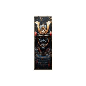 VIKAMA Noir Crimson Bushi Buddha Wall Tapestry Scarlet Sun Armor Helmet Sumi Splash Scroll Art Home Decor Modern Style Soft Cozy