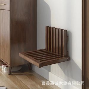 Foldable Solid Wood Shoe Changing Stool Wall Mounted Indoor Entrance Hall Invisible Modern Home Furniture Leisure Chair