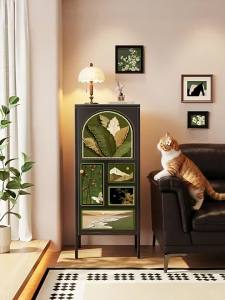 HAOJIUBUJIAN | Mid Century Modern Iron Living Room Bedroom Sideboard Storage Cabinet