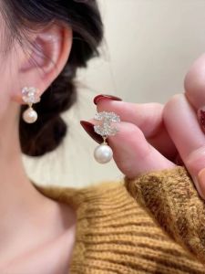 Stylish Zircon Pearl Earrings for Women Niche Style Unique Accessible Luxury French Ear Studs Fancy Fashion Delicate Earrings