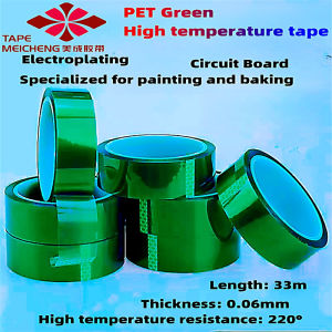 .Factory direct PET green high temperature tape laminated glass PCB board plating aluminium doors and windows spraying spraying baking paint non-marking protective film tape masking acid and alkali insulation green silicone tape 0.06mm thickness