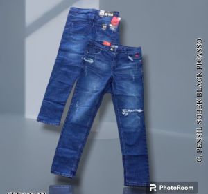 celana panjang sobek black picaso / celana slimfit cowok