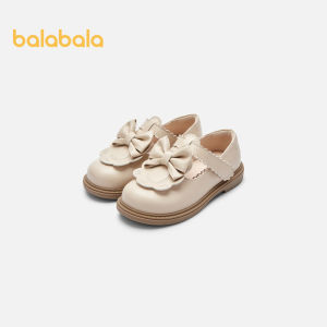 balabala Girl Princess Shoes Baby Small Leather Shoes Artsy Retro Autumn 2024 New Shoes Foreign Style Bow