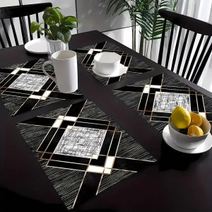 VIKAMA Carved Wood Grain Placemat Vintage European Style Heat Resistant Dining Table Mat for Home Decor
