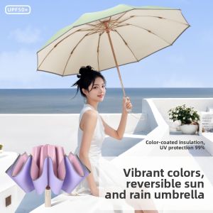 Ben.C | Automatic Open Close Sun Rain Umbrella Reverse UV Protection Female Student Use