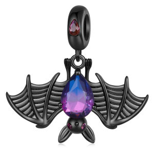 BAMOER 925 Sterling Silver Black Bat Pendant Charm For Women Bracelet Making DIY Fashion Jewelry SCC2419