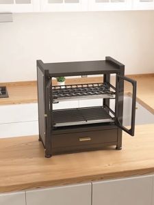 SWEAIGOR Dish Rack Drainer Drying Rack Kitchen Countertop Plate Organizer Storage Shelf Black