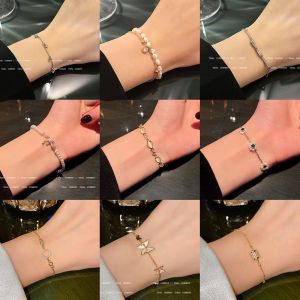 Stainless Titanium Steel Pearl Bracelet for Women Retro Korean Style Non-fading Minimalist Fashion Accessory