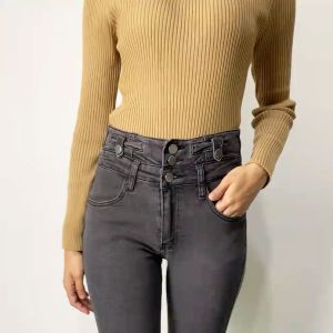 Highwaist Skinny Jeans Stretch Wanita Style dengan 3 Kancing Kekinian / Celana Panjang High Waist Skinny Denim Cewek / Celana Jeans Pinggang Tinggi SE P586