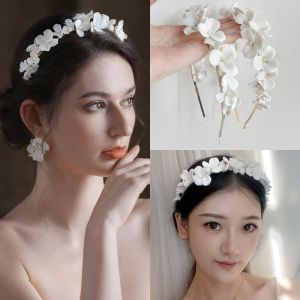 Korean Fashion White Flower Head Band: Elegant Pearl Hairband & Hair Ties for Women & Girls