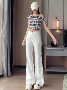 La Chapelle | Slimming Bamboo Pattern White Jeans