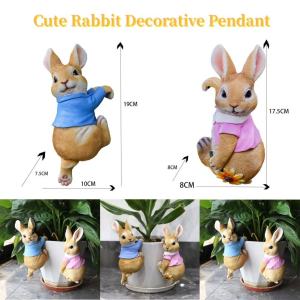 【Homelements】ตุ๊กตากระต่ายน่ารักตกแต่งสวนอุปกรณ์เรซิ่นภูมิทัศน์หัตถกรรมหัตถกรรมของขวัญที่สมบูรณ์แบบสำหรับลานกลางแจ้งในร่ม