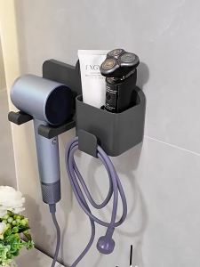 MOSHANG | Wall-mounted Hair Dryer Holder No-drill Storage Organizer