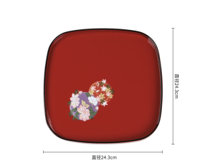 Japanese Style Sakura Maru Tray Dish Vintage Lacquerware Gift Box Home And Commercial Use Plastic Material Single Layer Tray