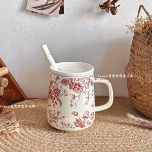 High-End Ceramic Mugs with Lids Birthday Gift for Women New Marriage Souvenir Home Use Drinking Cup Hand-Painted Illustration