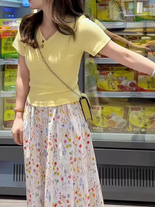 Fashionable Yellow T-Shirt Spring 2025 New Arrival Womens High-End Sensation Versatile Beautiful Top Heavyweight Euro Style