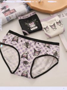 Sweet Kuromi Antibacterial Modal Ladies Underwear Large Ear Dog Print mid Waist Triangle Pants Comfortable Soft Fabric Womens Briefs