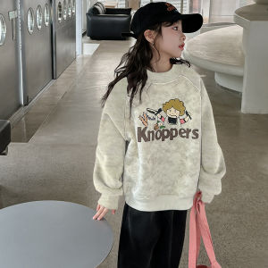 เสื้อเชิ้ตแขนยาวลำลองสำหรับเด็กผู้หญิง ฤดูใบไม้ผลิและฤดูใบไม้ร่วง เสื้อเชิ้ตแฟชั่นสำหรับเด็กวัยกลางคนและโต คอกลม แขนยาว โพลีเอสเตอร์