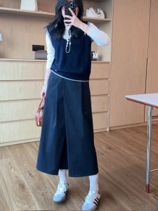 plus Size Asymmetric Suit Skirt Womens Spring High Waist Concealing Slim A-Line Flower Bud Umbrella Skirt Korean Style Casual