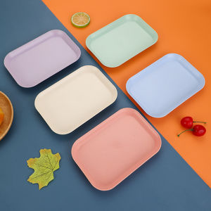 【Free Shipping】Wheat Straw Rectangular Plate Dessert Sushi Pasta Plate Dishes Healthy Tableware Kitchen Cooking Utensils