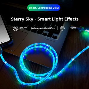 SHUXIE | Dây Cáp Sạc Nhanh Thông Minh RGB Flow cho iPhone 13 & Android Type-C