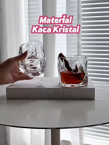 Eatkit Gelas Kaca Aesthetic Gaya Jepang 180ml Glass Single Rocks Abstract Glass Cup Gelas Air Minum