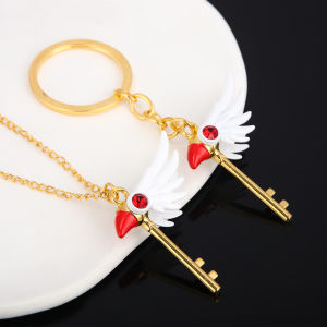 Anime Cartoon Cardcaptor Sakura Keychain Cardcaptor Sakura Metal Bird Wand Pendant For Women Men Backpack Pendant Jewelry Gift