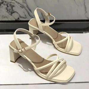 Fashionable Fairy Tale Style Womens Sandals Breathable High Heels with Buckle Design All-Match Summer French Style Shoes