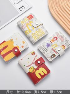 New M Multi-Card Short Wallet Mens Leather Wallet for Men And Women Cartoon Print Polyester Lining Square Shape PU Material