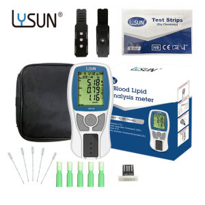 Lysun Medical Cholesterol Analysis Meter Blood Lipid 3in1 Medical Analyzer Kit Total Cholesterol HDL & Triglyceride Home Use