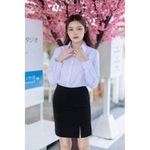 เสื้อเชิ๊ตแขนยาวหญิง เสื้อนักศึกษาแขนยาวหญิง สีขาวนวล ขาวสว่าง ขาวโอโม่ SZ.32-48"