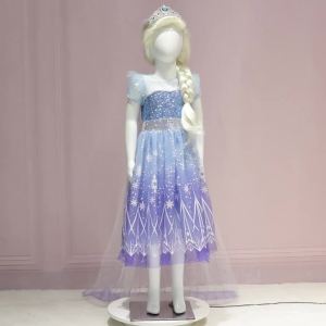 Elsa Anna Snow White Moana Rapunzel Ariel Belle Princess Dress for Girls Cosplay Carnival Birthday Party Outfit Kids 2-8Y