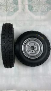 Đôi bánh xe 500-12 hàng tàu đẹp tim ốc lazang 7x10 gồm 2 lốp2 săm2 lazang.lốp 10pr.mâm tim lỗ đo vuông 7cm.chéo 10cm