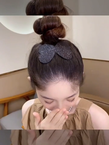 Bộ Miếng Dán Tóc Màu Đen Phong Cách Hàn Quốc Dễ Thương Cho Nữ