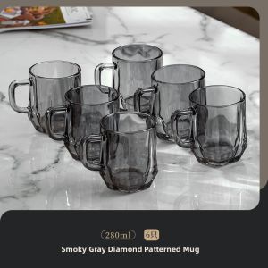 Luxurious Glass Tea Cups with Handle for Home Use High Temperature Resistant Set of Guest Waiting Living Room Drinking Water Cups
