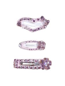 Pink Stainless Steel Dog Hair Clip Heart Shaped Yorkie Maltese Full Diamond Pet Hair Clip Doggy Fashion Accessory