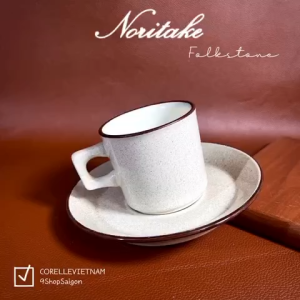 NORITAKE 100% NEW - FolkStone - 01 Set Trà Chiều Mộc Đẹp Xám Tiêu- Dùng Được Lò Vi Sóng