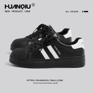 HuanQiu Classic Shell Head Black Thick Bottom Casual Shoes: A Versatile Summer Must-Have