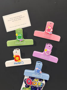 Magnetic Refrigerator Stickers Multi-Functional Cute Cartoon Kitchen Seasoning Bag Sealing Clamp Food Storage Clip