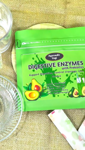 Digestive Enzymes Ayurvedic & Prebiotics Powder | Fat Digestion and Anti-Bloating | 1 Pack 10 Sachets | 4 Flavors