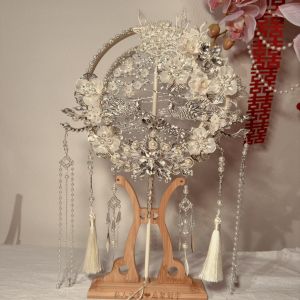 Double-Sided Handmade Wedding Fan DIY Materials Traditional Chinese Style Silver Finished Product Couple Fans Craft Decorations