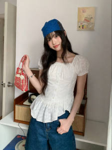 Mixd | French Puff Sleeve Irregular Ruffle Shirt