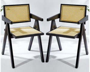 Sevenwood dining chair minimalist rattan chair modern armchair for living room balcony leisure chair Kerusi Meja Makan 餐椅扶手椅子