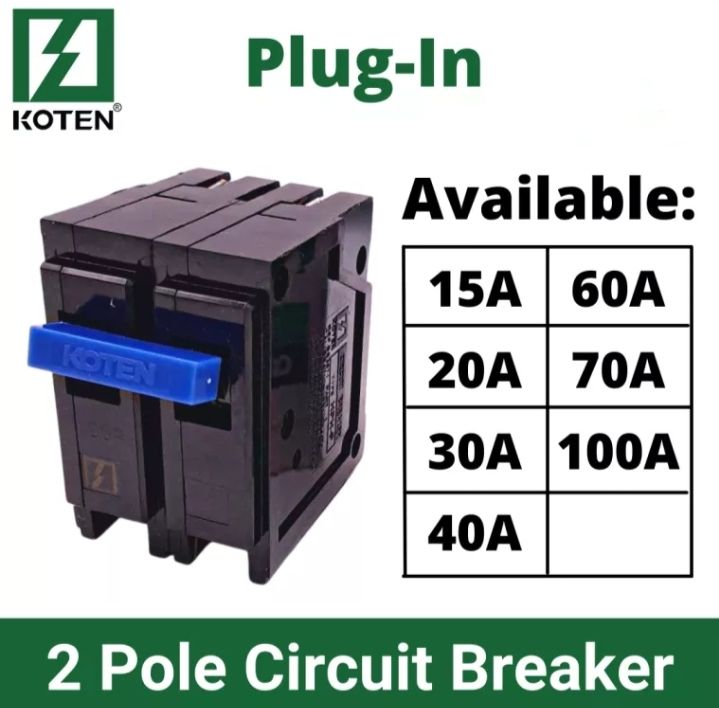 Koten Circuit Breaker 2P 15, 20, 30, 40, 60, 100amps Plugin Lazada PH