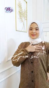 Gea Set/Label MP/Marry Possa Labels/setelan tunik dan celana/bahan katun linen rami motif premium tebal dan bertekstur