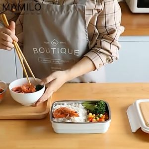 MAMILO Lunch Box Stainless Steal Kotak Makan Tutup Motif Kayu