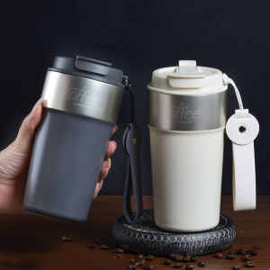 500ml Business Style Stainless Steel 316 Coffee Mug With Straw Portable Car Thermal Flask Cold Drink Bottle Travel Tumbler