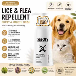 Dog & Cat Anti-Mite Shampoo 500ml | Flea & Tick Control | Deodorizing Pet Body Wash | Gentle Skin Care